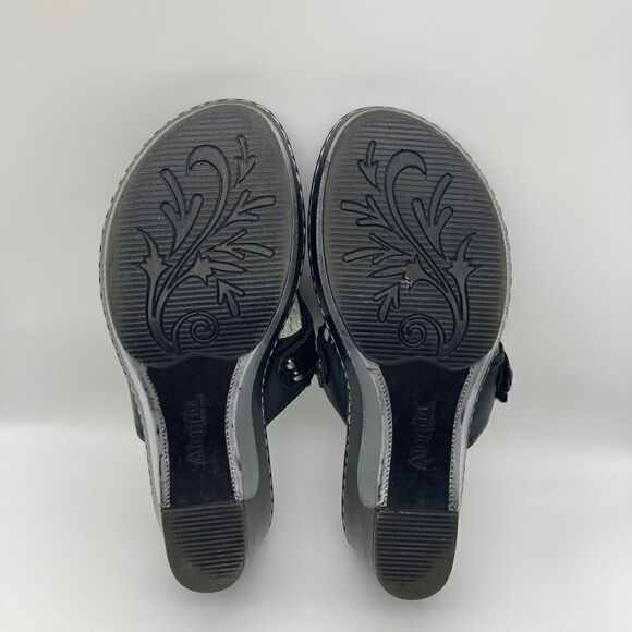 Alegria LOL-601 Black Leather Wedge Sandals Size 38-7,5 - Picture 9 of 9